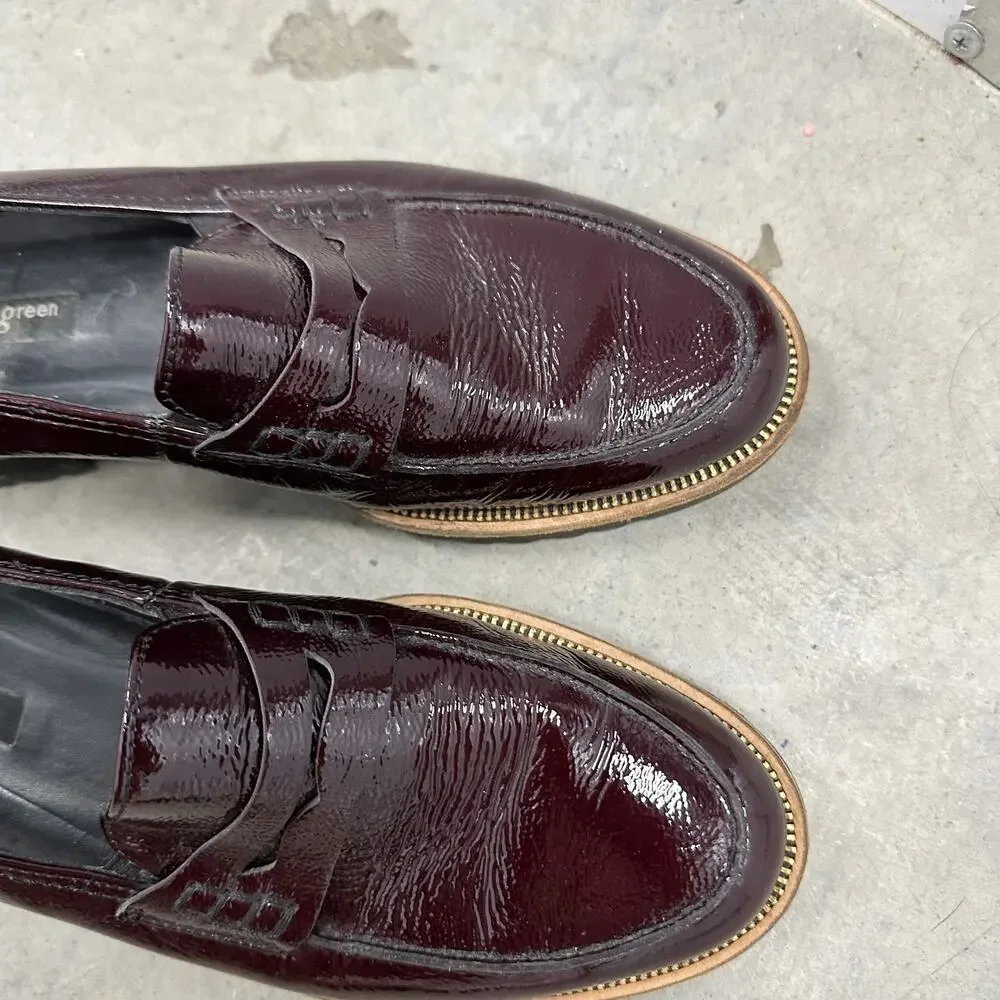 Paul Green Naomi Burgundy Patent Leather Lug Sole Loafer UK 5 US 7.5